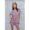 Ensemble Pyjama Femme 2 Pièces en Satin de Soie