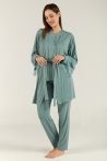 Pyjama Maternité 3 Pièces Femme - Kimono, Pantalon & Pull