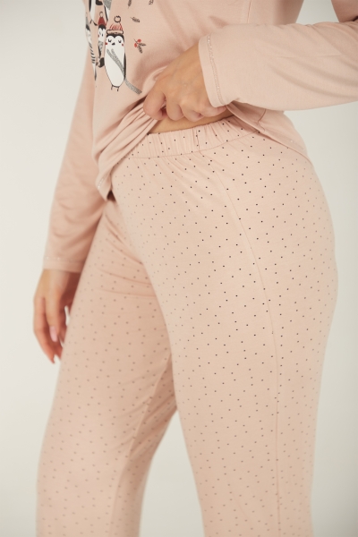 Pyjama Femme en Coton avec Pingouins - T-Shirt et Pantalon 2 Pièces