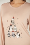 Pyjama Femme en Coton avec Pingouins - T-Shirt et Pantalon 2 Pièces