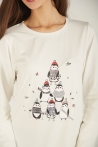 Pyjama Femme en Coton avec Pingouins - T-Shirt et Pantalon 2 Pièces