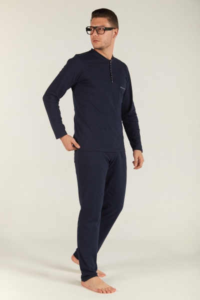 Pyjama Homme en Coton avec Détails Carreaux Vichy - 2 Pièces